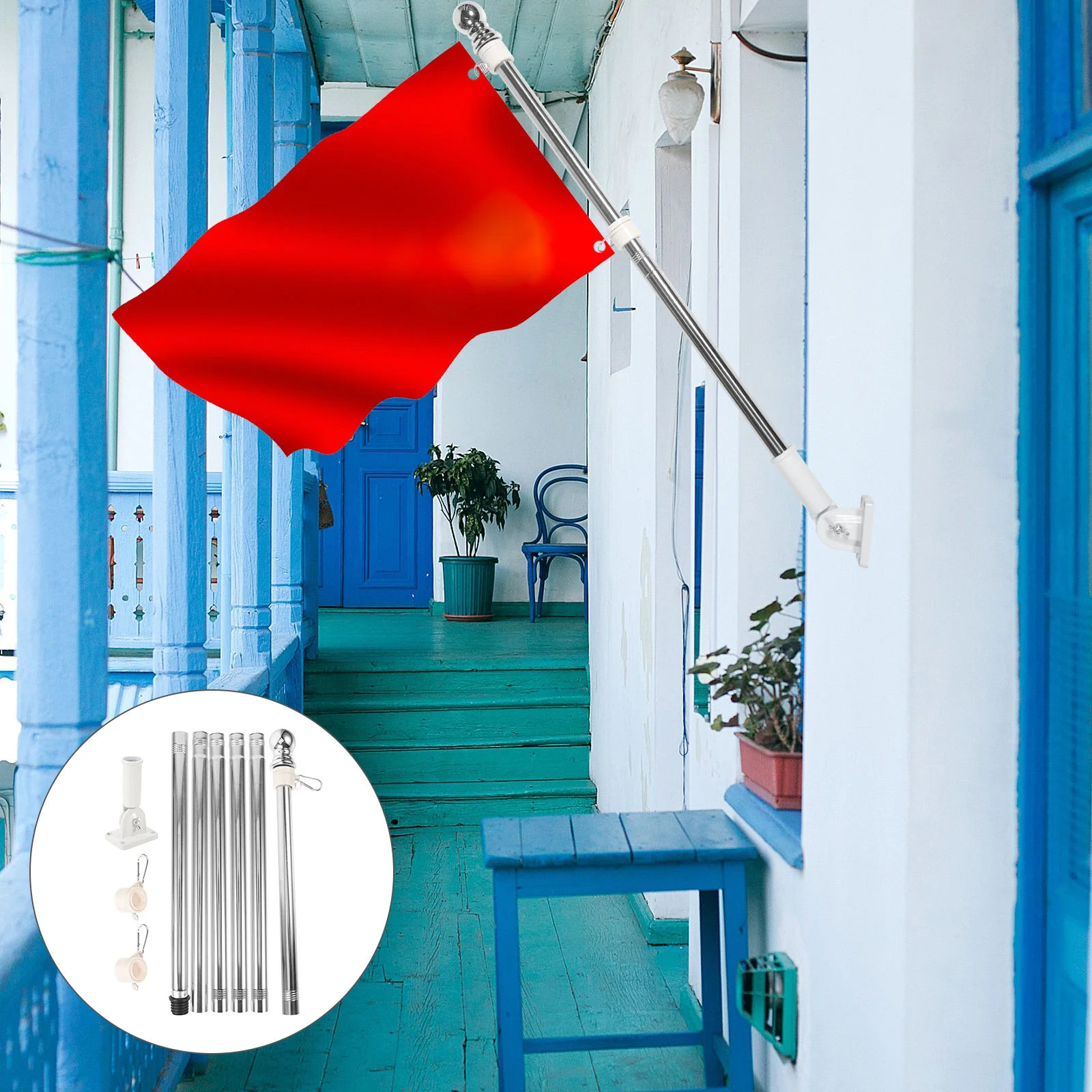 

1 Set Adjustable Flag Pole Outdoor Flag Pole Mounting Bracket Gaden Yard Flag Holder Porch Flag Pole Kit