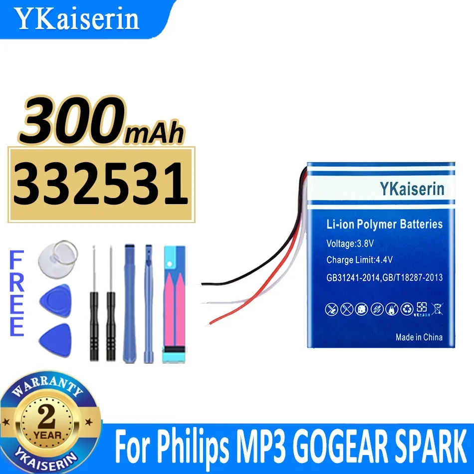 Batteria Ykaiserin 300Mah 332531 Per Batterie Digitali Philips Mp3 Gogear Spark 2Gb 4Gb