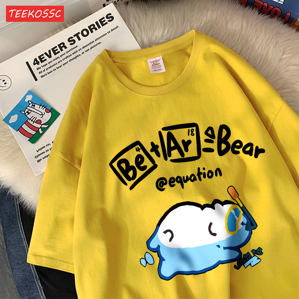 Polar Bear Swimming In The Watercotton Women T-Shirts Cartoons Prints T Shirts Soft O-Neck Oversize Tops Summer Casual Clothes