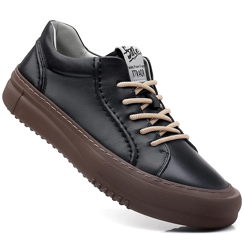 

Spring Autumn Men Casual Lace-Up Sneakers Fashion Board Round Toe Comfy Shoes Men's Outdoor Walking Thick Bottom Sneakers