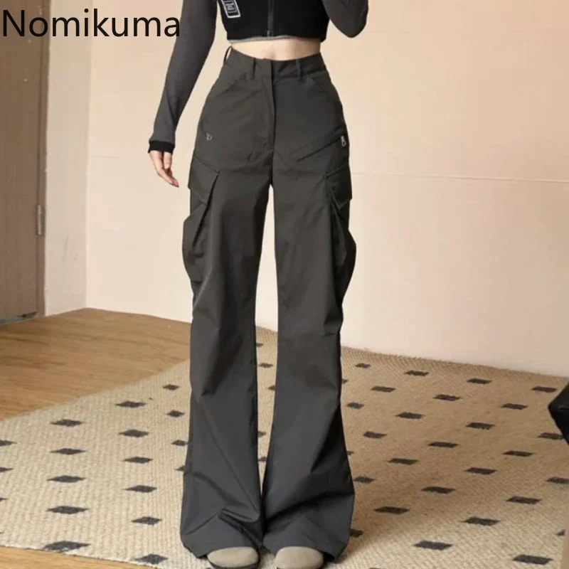 Korean Cargo Pants for Women High Waist Pockets Casual Fashion  
