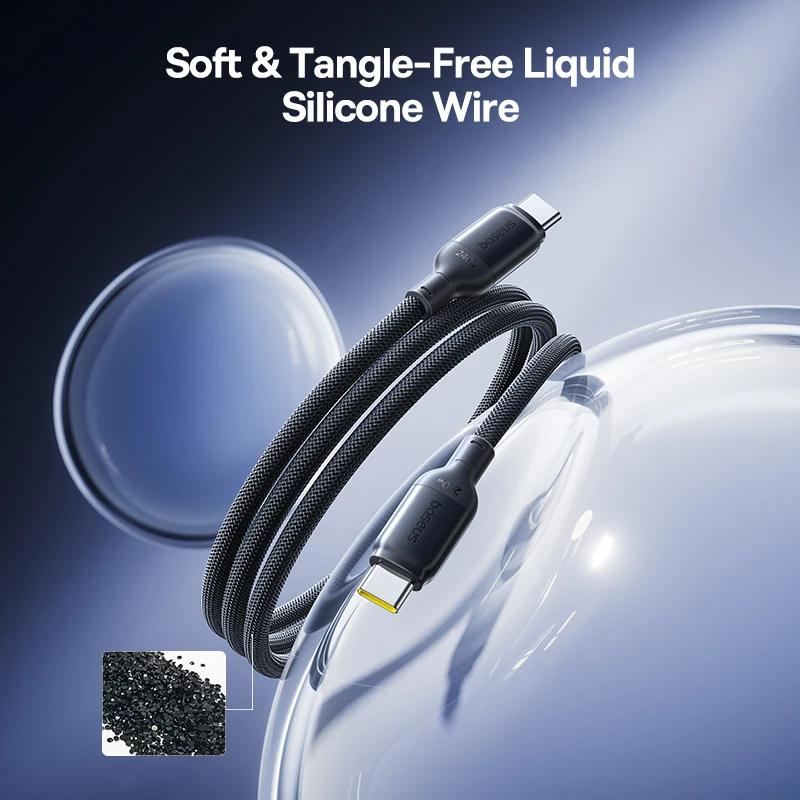 Baseus 240W Fast Cable For MacBook Pro Series iPhone 17 16 15 USB-C Type-C Charging Data Cable For Samsung Galaxy S Series