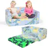 2-in-1 Kids Couch Toddler Chair Foldable Glow in Dark Sofa Recliner Indoor Play Nap Dinosaur Design 2