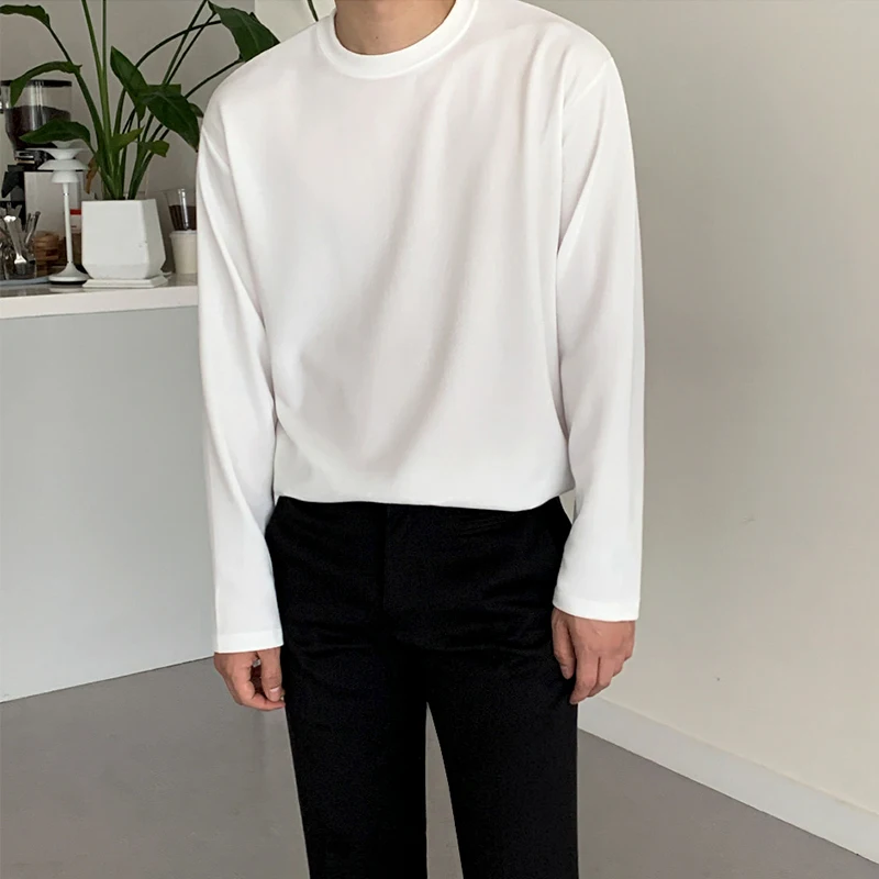 

MRCYC Korean Version Pleated Long Sleeved T-Shirt With Men's Base