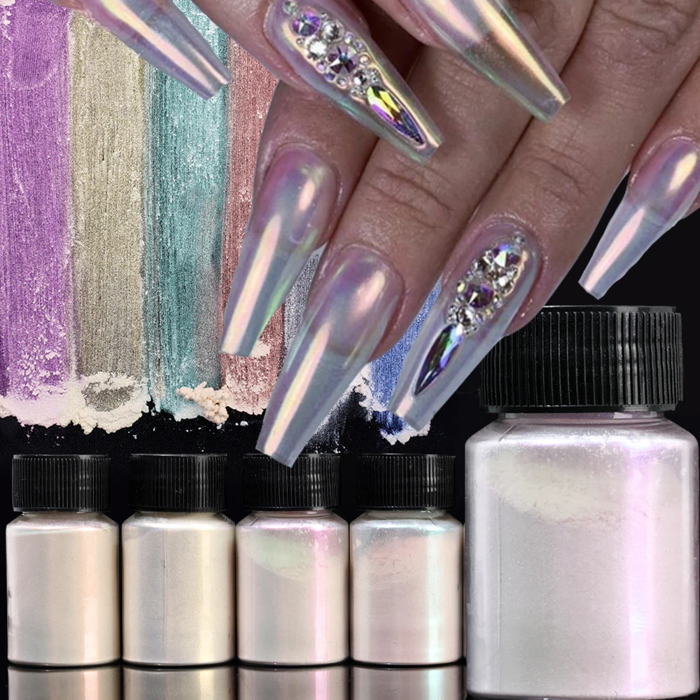 Aurora Pearl Nail Powder Holographic Shimmer Dust Madreperla Nail Art Aurora Pigment Chrome Glitter Paillette Per Manicure