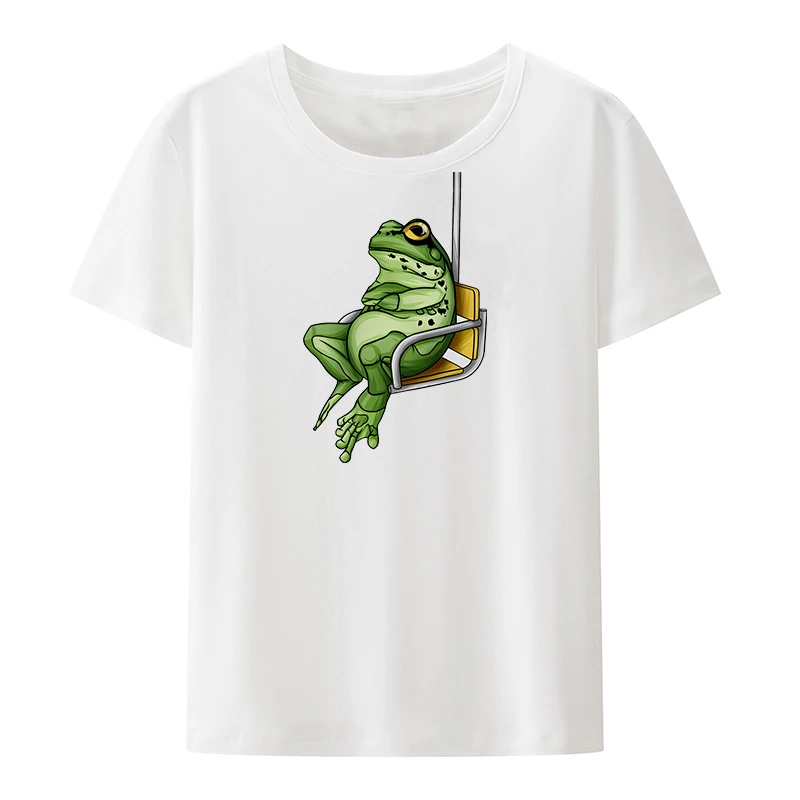 

Frog Resting Cotton T-shirts Graphic Tees Tshirt Women's Summer Tee Shirt Lovely Hipster Cool Portrait Street Fashion Y2k Style