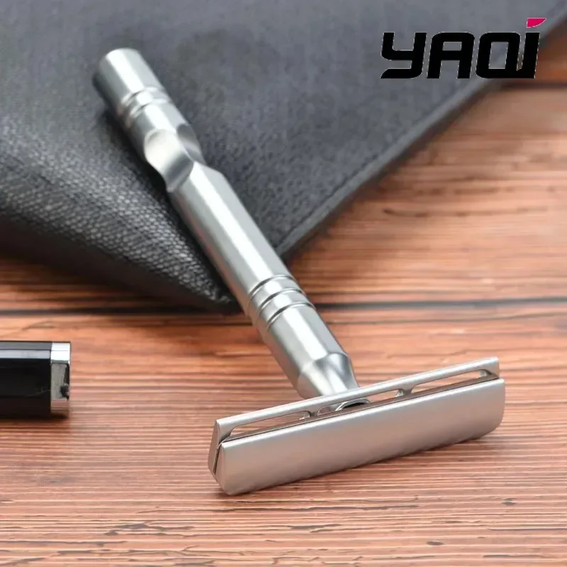 YAQI Matte Chrome Excalibur Single-Edged Men's Safety Razor - Premium Beard Shaver Collectible