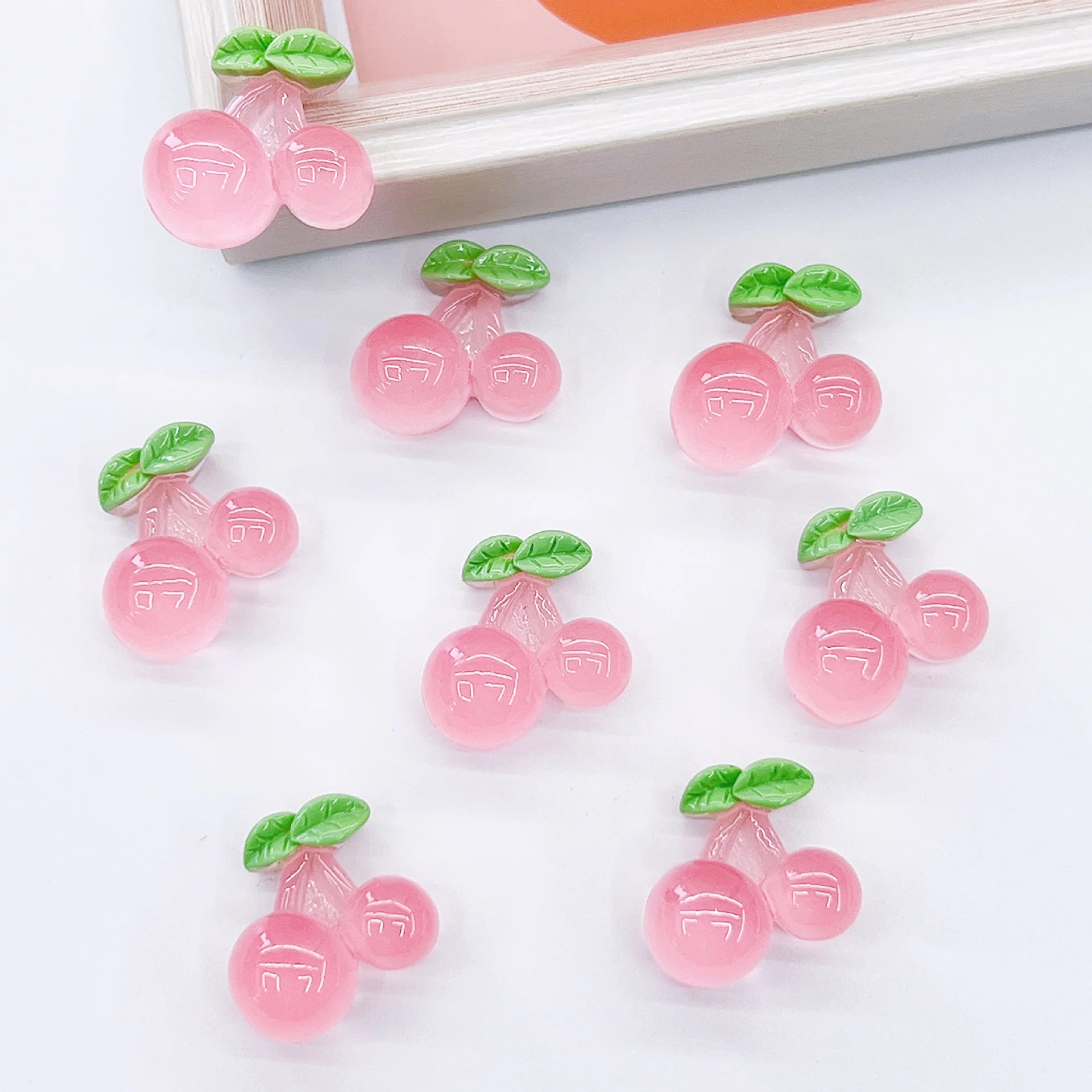 

5pcs Jelly Sweet Kawaii Resin Nail Charms Cherry Sweets Nail Jewelry Beads For Long Nail Tips DIY Crafts Cherries Derations