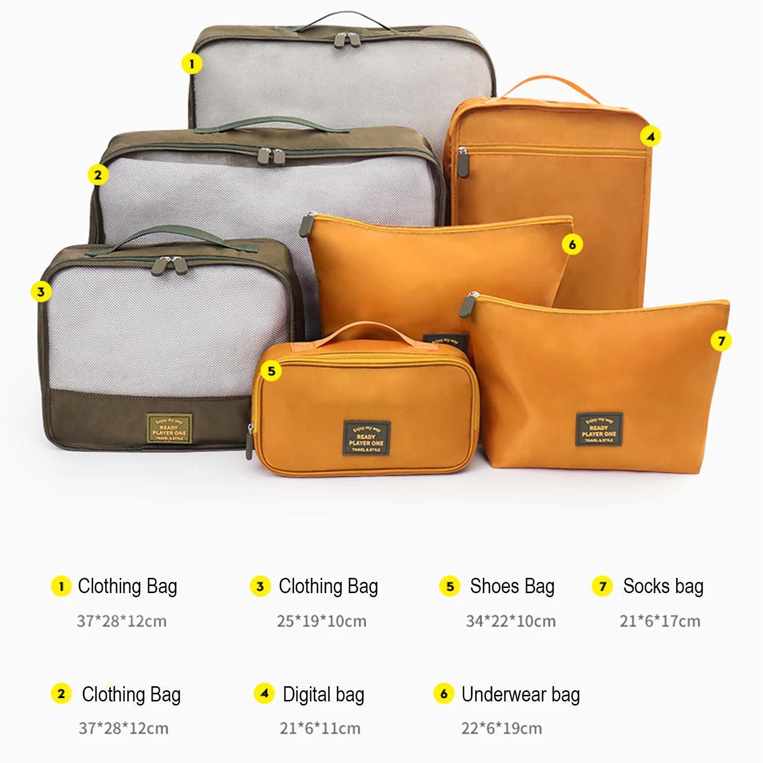 7-Piece Lightweight Travel Packing Cube and Organizer Set