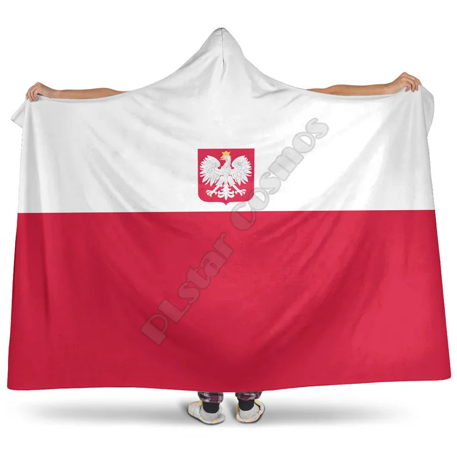 

Flag of Poland/Peru/Australia Hooded Blanket 3D Printed Adult colorful child Sherpa Fleece Wearable Blanket Microfiber Bedding