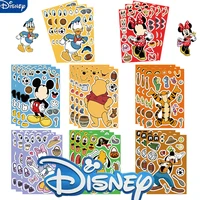 8/16/32Pcs Children DIY Puzzle Sticker Winnie Mickey Character Face Assemble Stickers Kids Toys Boys Girls Gifts Decals 1
