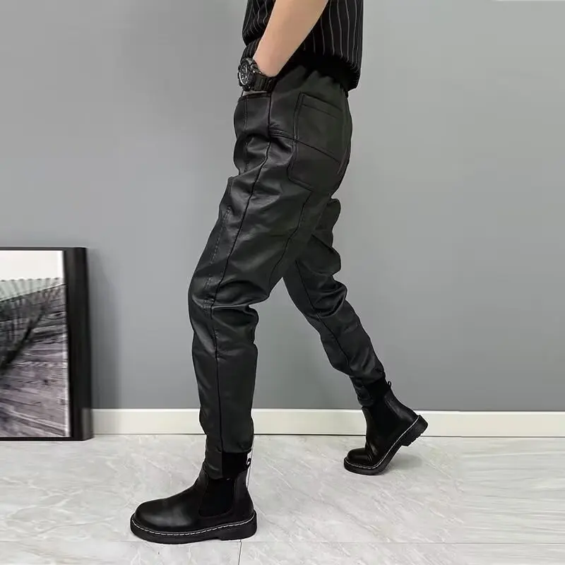 Autumn Winter Leather Pants Locomotive Men Clothing Cargo Pants Man Sport Sports Big Size Men's Winter Clothes Trousers Male