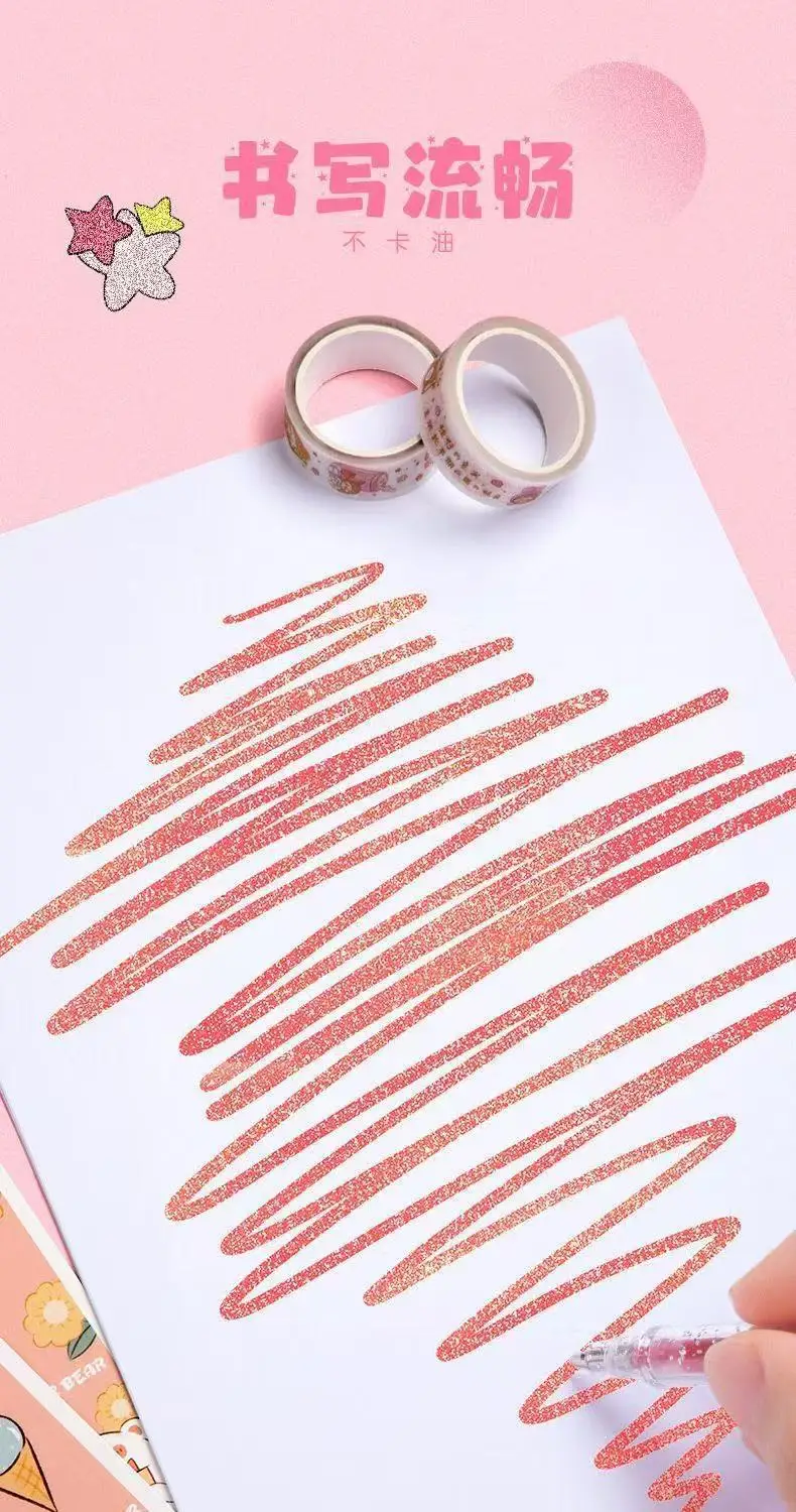 Farbiger Glitzer-Gelstift, 1,0 mm, Metallspitze für Papier, Karton, Tagebuch, Zeichnen, Markieren, Färben – DIY-Kunstbedarf in verschiedenen Farben – Detail 10