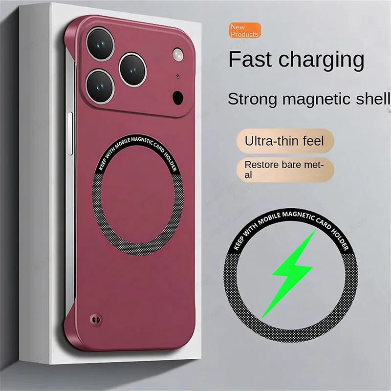 Ultra Thin Magnetic Frameless Phone Case with Matte Solid Cover