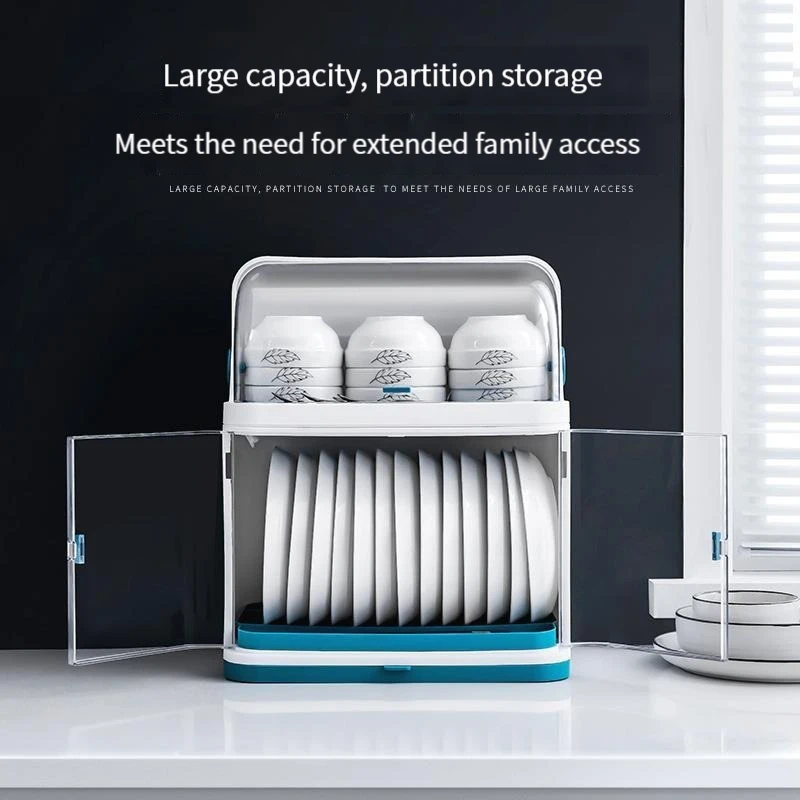 Kitchen Dish Rack Tableware Storage Box with Lid to Put Tableware, Dish Box, Drain Rack, Plastic Cupboard for Household Use