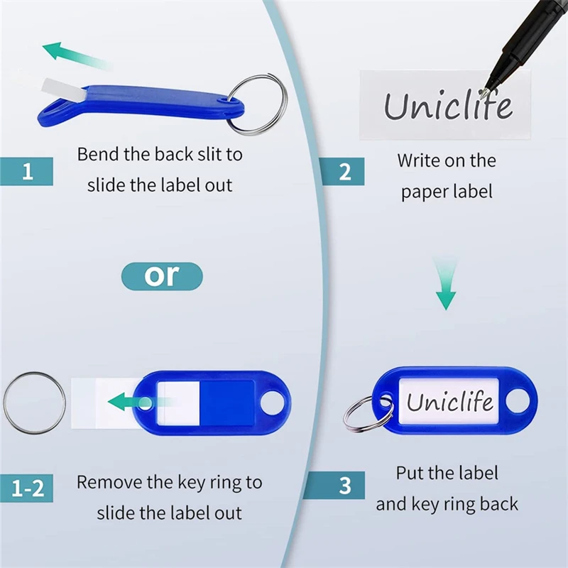 50pcs Colorful Plastic Tags Hotel Number Classification Card Key Tags Label Name Baggage Tag ID Name With Split Ring