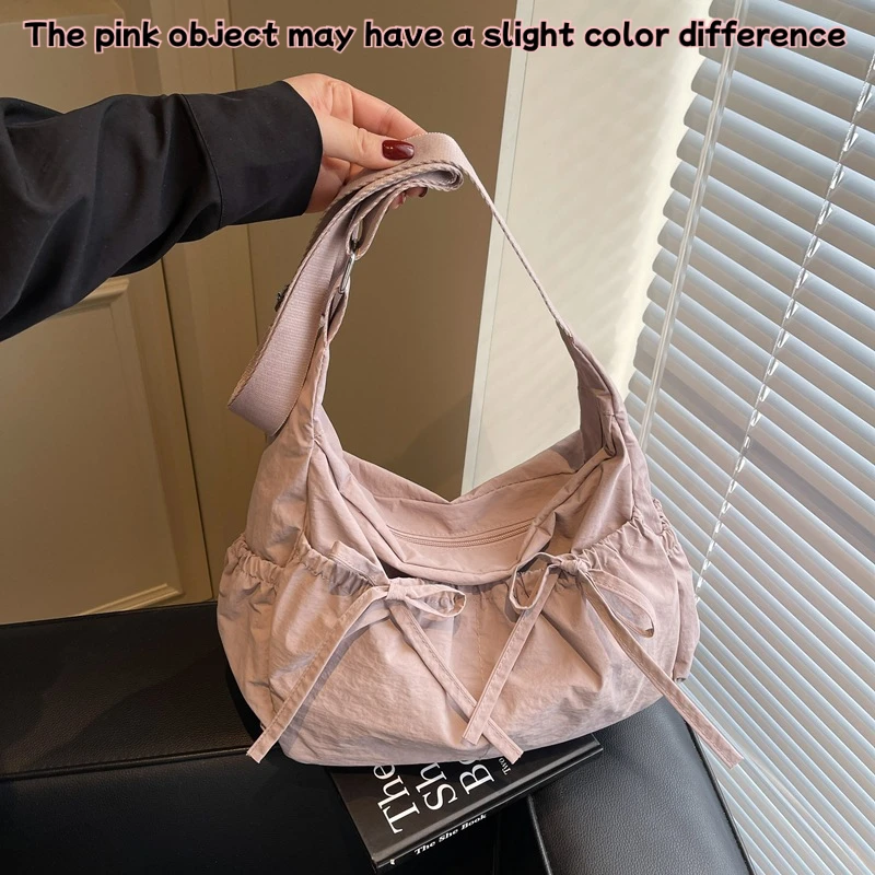 Lightweight Wrinkled Single Shoulder Handbag New Commute Travel Class Tote Bag