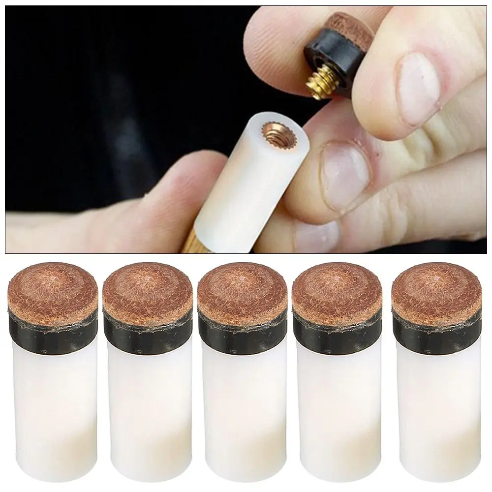 5Pcs/Pack 10/11/12/13mm Billiard Replacement Set Pool Cue Tips Pool Billiard Cue Stick Ferrules Screw-On Tips for Snooker