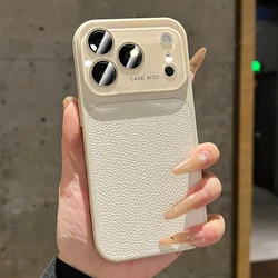 Leather Phone Case with Big Window & Shockproof Camera Protector Cover - iPhone 15 (White B)