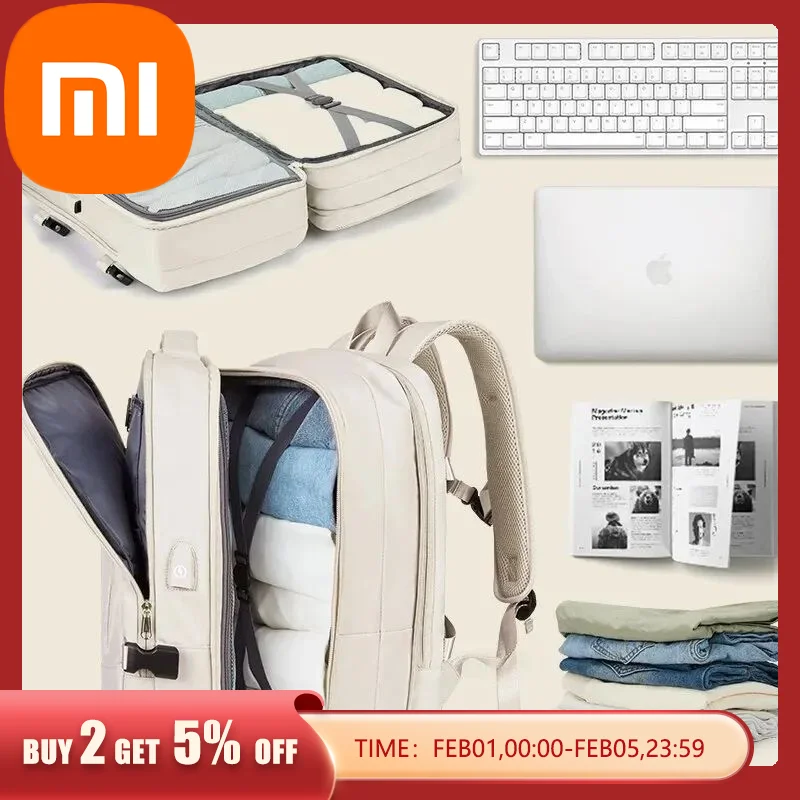 

Xiaomi Backpack Likros Travel for Women Expandable Weekender Hiking Laptop with USB Port Large Waterproof 40L Men's Bag