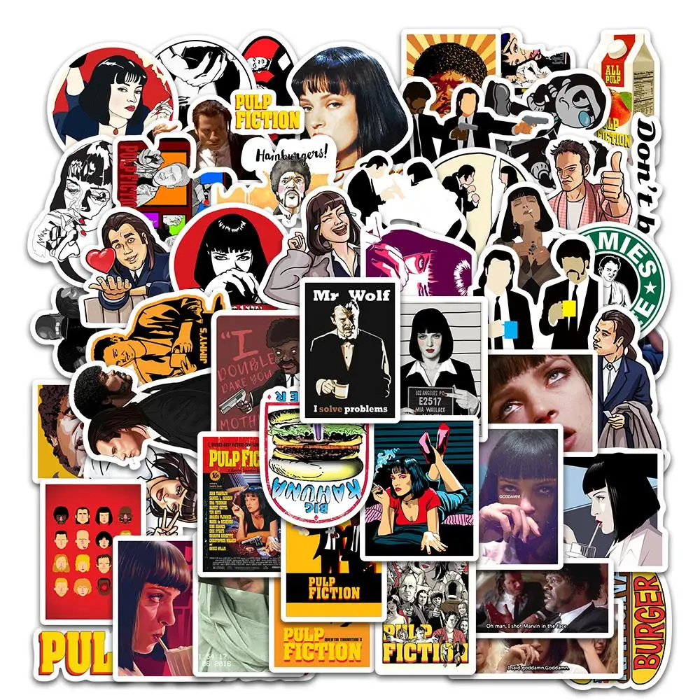 10/50PCS Pulp Fiction Classic Movie V Stickers Pack DIY Skateboard Motorcycle Suitcase Stationery Decals Decor Phone Laptop Toys pulp fiction