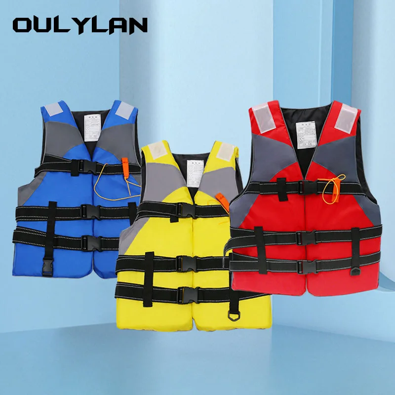 

Oulylan Outdoor Adult Children Swimming Life Jacket Adjustable Buoyancy Survival Suit Polyester Children Life Vest With Whistle