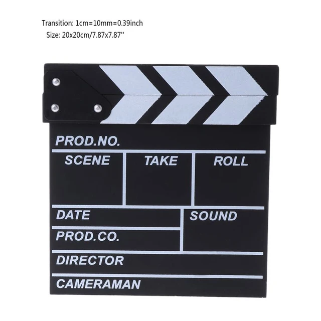 Calmind Claqueta de Cine Profesional - Tablilla de Director de Acrílico 30  x 24 cm, Ranura para