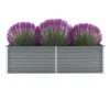 Large Planter Box Set Outdoor Garden Raised Bed Galvanised Steel Kit for Plants Vegetables Herbs and Flowers 160x40x45 cm Grey 1