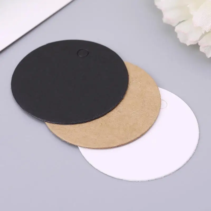 72XF 100pcs Blank Kraft Paper Hang Tags Wedding Party Favor Label Price Gift Card 4cm