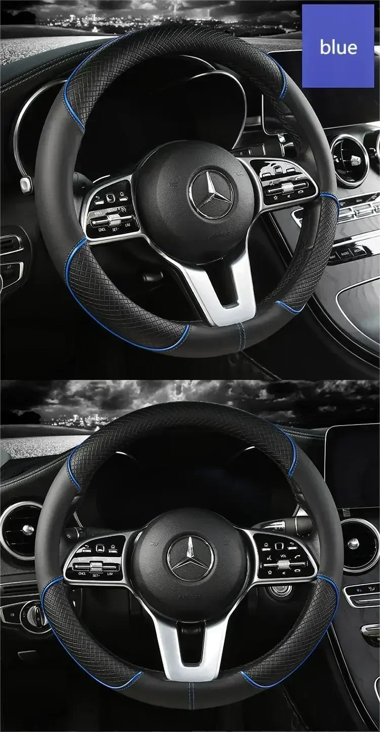 Microfiber leather steering wheel cover image 12