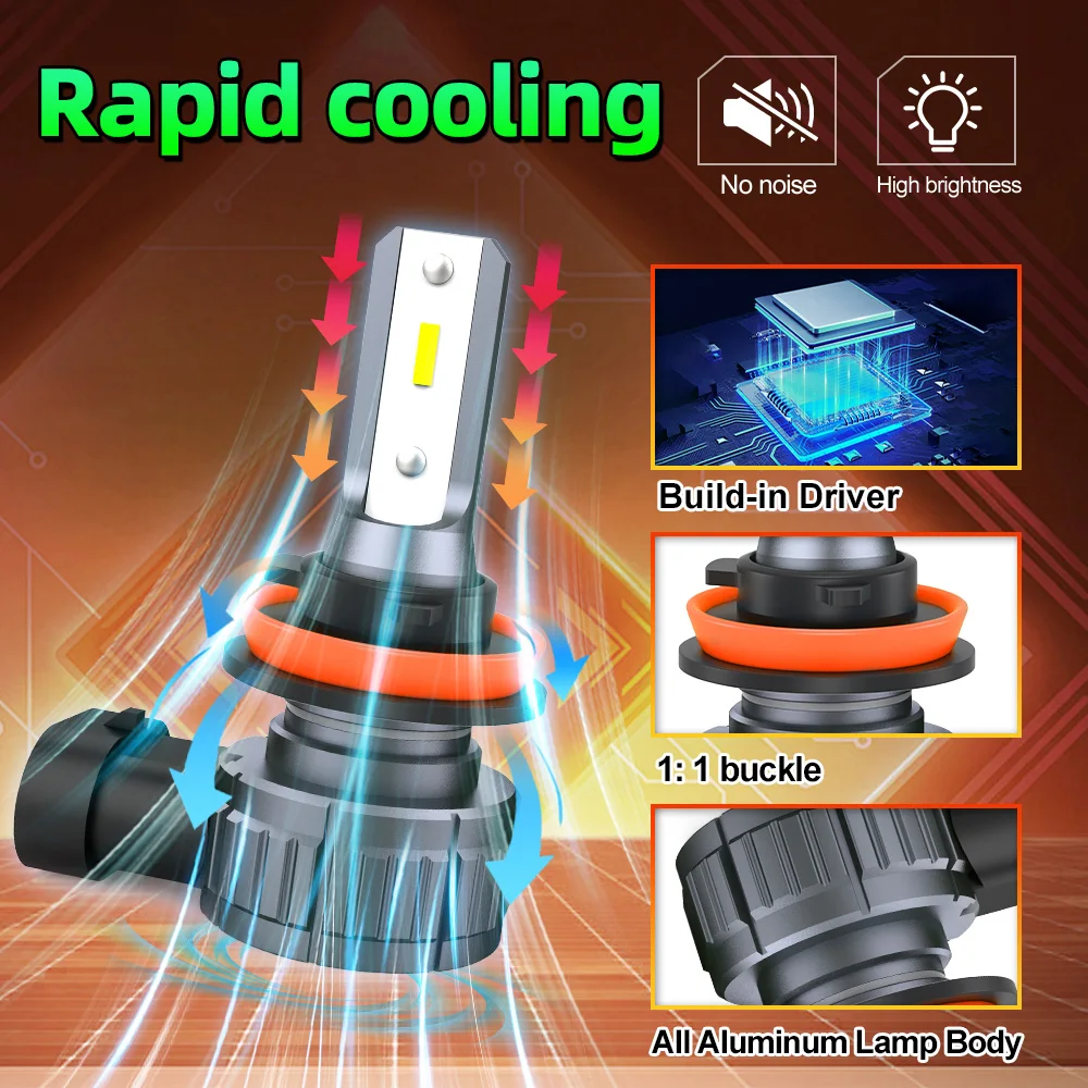 30000LM 100W LED 헤드라이트 전구 H8 H9 H11 9005 HB3 9006 HB4 6500K 쿨 화이트 자동차 안개등 전구 9007 Hb5 헤드 램프 전구 12V