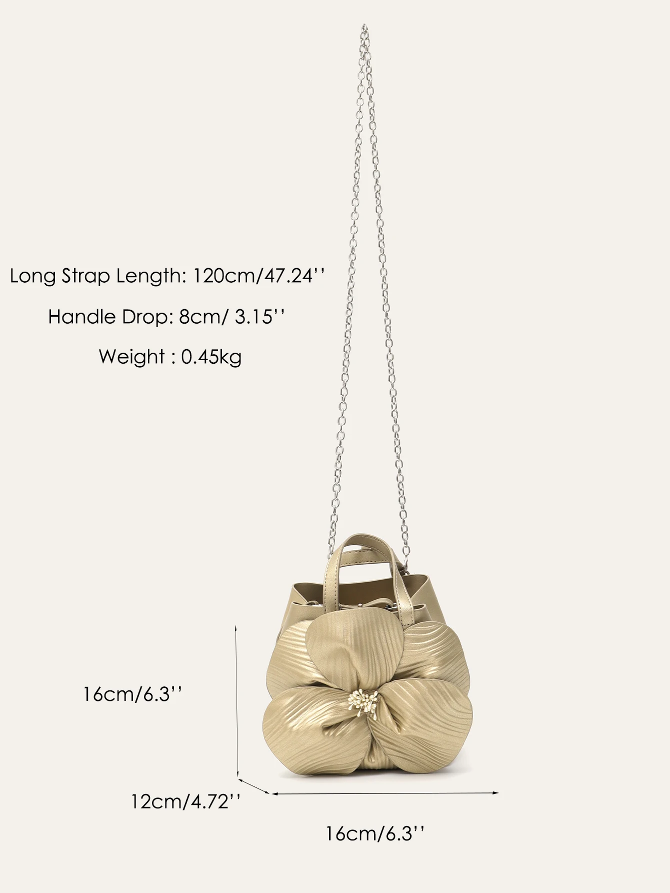 حقيبة كتف جلد نباتي معدني أنيقة للسيدات، مزينة برب...