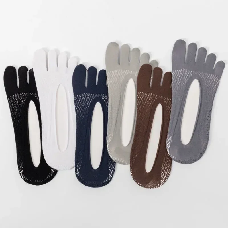 

Non-slip Ankle 5pairs Men Silicone Fingers Ultra-thin With Socks Sock Men's Summer Silk Elastic Breathable Invisible Toe Socks