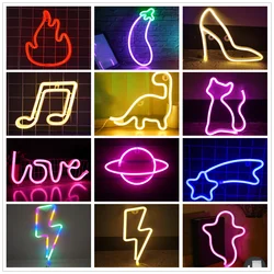 Neon Led Lights Sign Planet Star Cat Fire Neon Light Love Cloud Dinosaur Neon Signs for Room Home Decor Party Wall Lamp