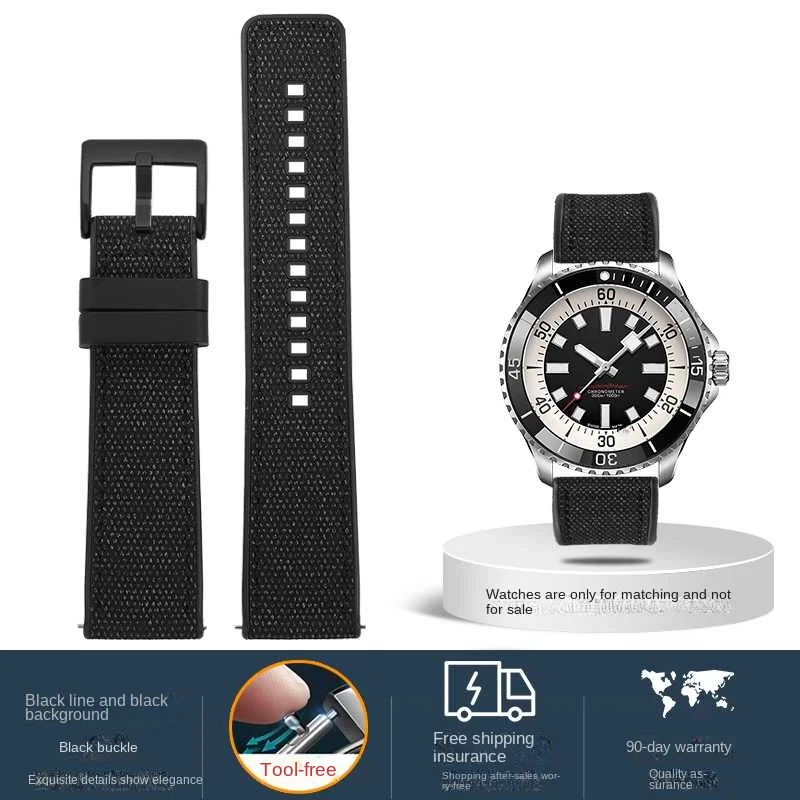 thumbnail image 1 of Correa de reloj de caucho y cuero de 20 mm y 22 mm adaptada a la serie Breitling Avengers Blackbird Professional Endurance Super Ocean, 1 of 5