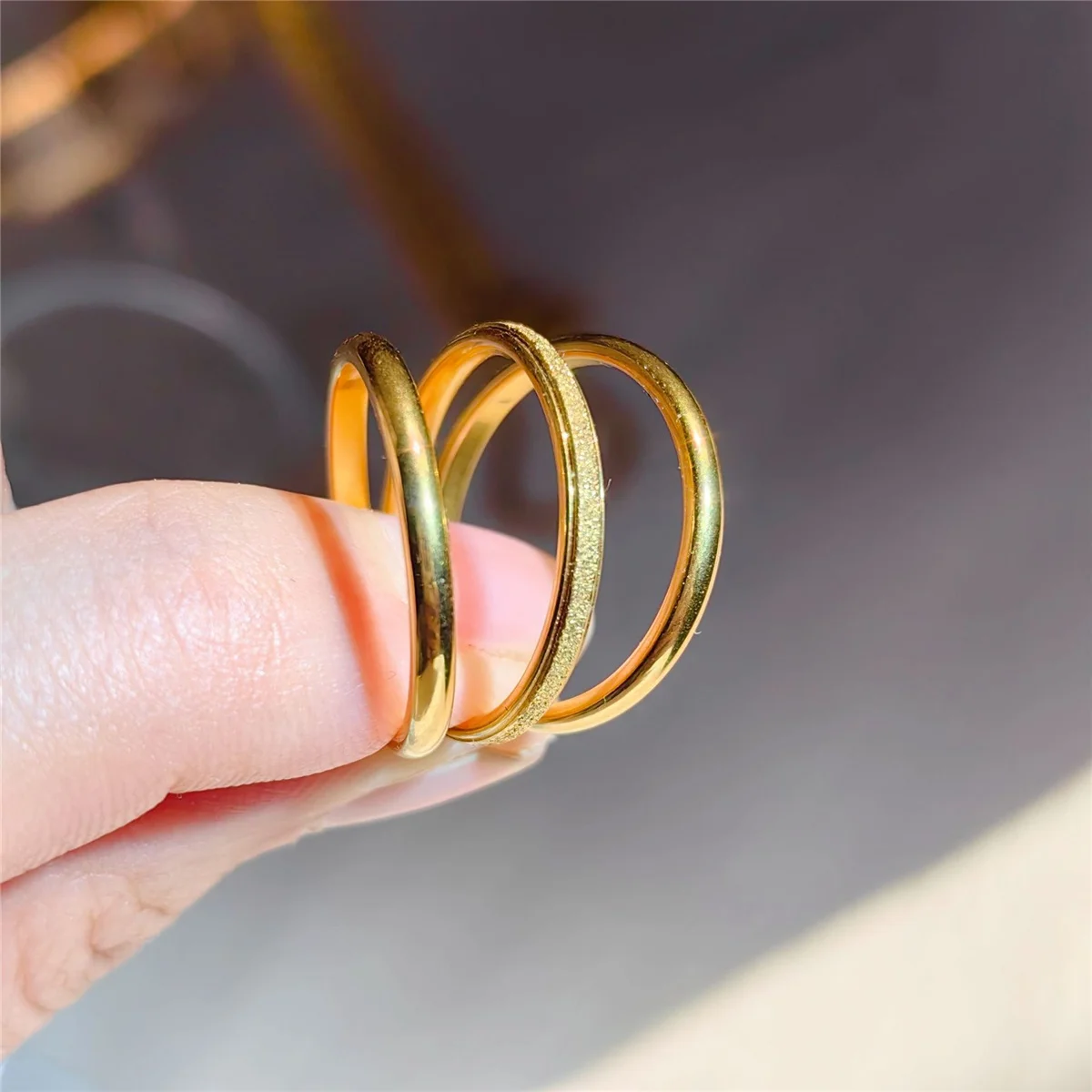 Vintage 18K Gold Plated Stainless steel Rings for Women Fashion Jewelry Gift Simple Ring 3Pcs/set