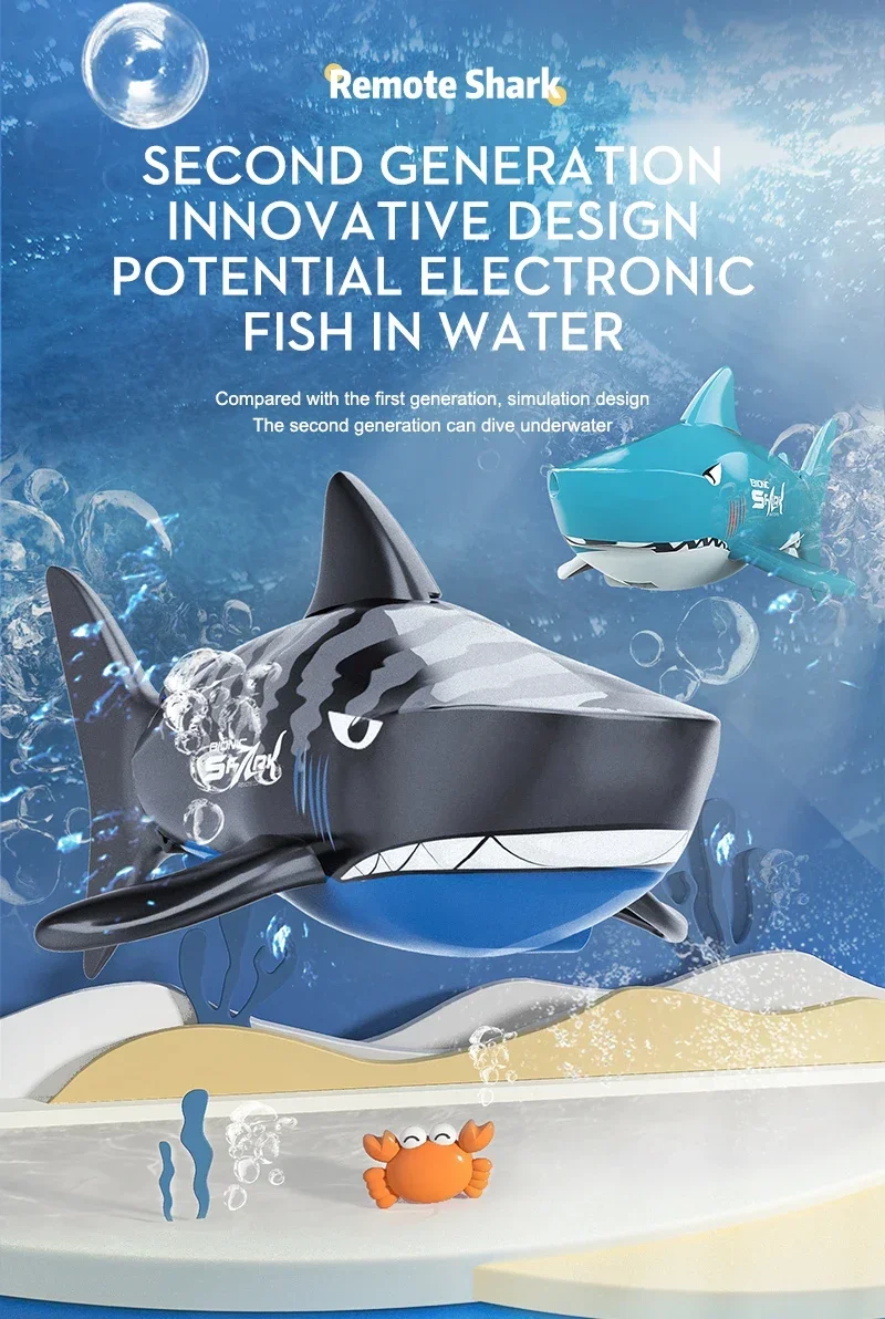 Rc Shark Electric Remote Control Animals Toy for Children Boys Kids Gifts Animals Fish Swimming Pools Bath Submarine Christmas