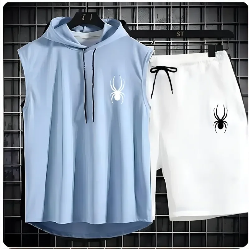 2025 New summer men's sleeveless set summer sports jersey set, men casual sports suit men's loose basketball suit summer tank to