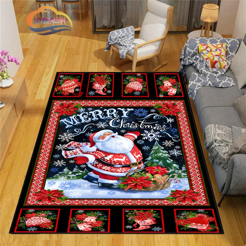 

3D Printed Christmas Floor Mats Carpet Santa Fashion Bedroom Mat Living Room Office Children Home Decor