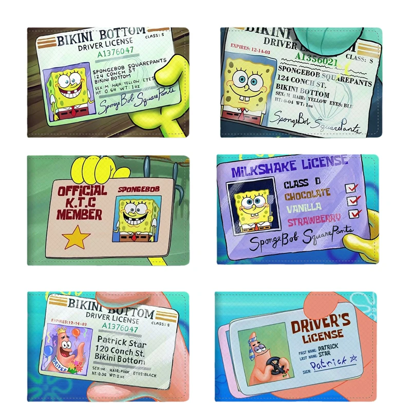 SpongeBob F hrerschein karten halter Anime Pu Lederbezug f r Auto Fahr 