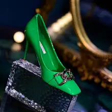 

Ladies High Heels Retro Square Toe Patent Leather High Heels Women's Stiletto 2022 Summer New Female Work Shoes Womens Shoes