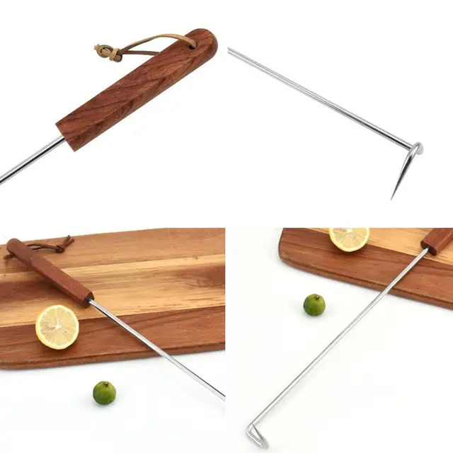 Barbecue Nyárs Rozsdamentes Acél Marhahús Clasps Kacsa Liba Pulyka Horgok Sült Szalonna Horog Bbq Tároló Fogas Kenyérhorog - Image 2