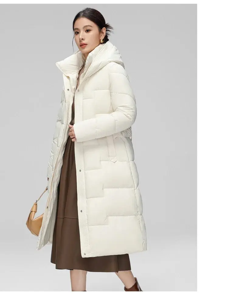 Women Winter Mid-Length Cotton Padded Jacket With 2025 New Women Warm Thicken Cotton Coat Korean Loose Hooded Parkas Outwear