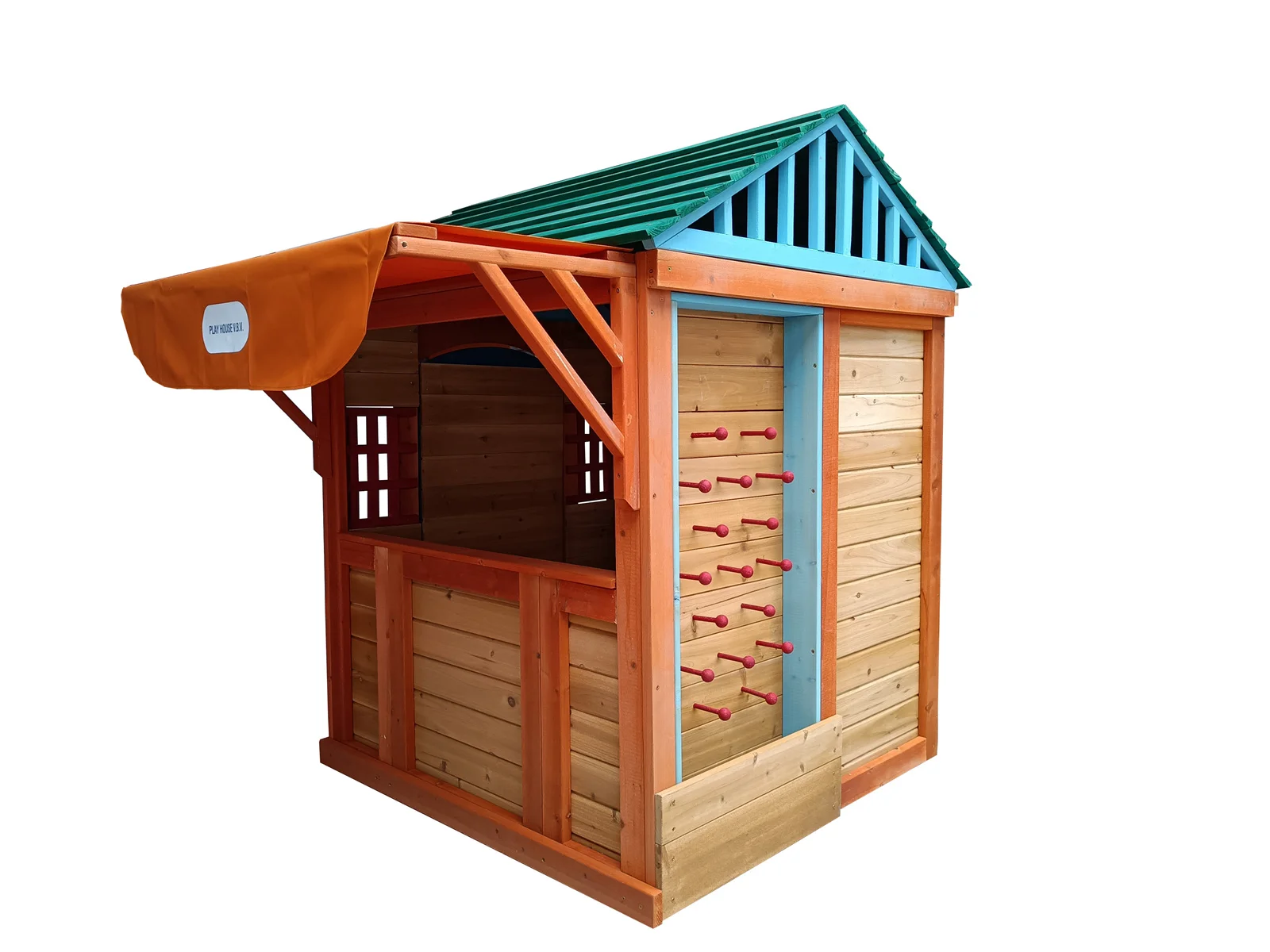 4-in-1 Outdoor Kids Game House Garden Solid Wood Playhouse with Different Games On Every Surface For Garden Supplies 3