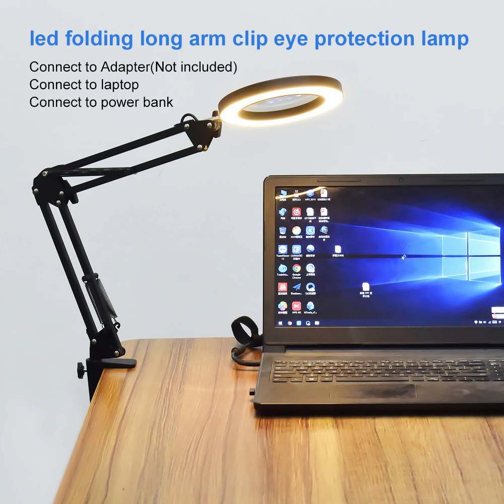 Proteção para os Olhos Lâmpada de Mesa Lâmpada de Leitura de Aprendizagem Luz de Reparo Dobrável Braço Longo Clip-estilo Lupa Eletrônico Usb Led 1 Computers & Electronics
