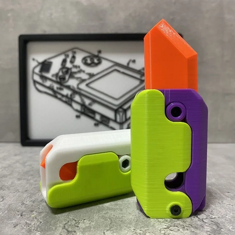 3D Print Gravity Cub Jump Small Radish Carrot Knife Mini Model Student Prize Pendant Decompression Toy Decompression Push Card