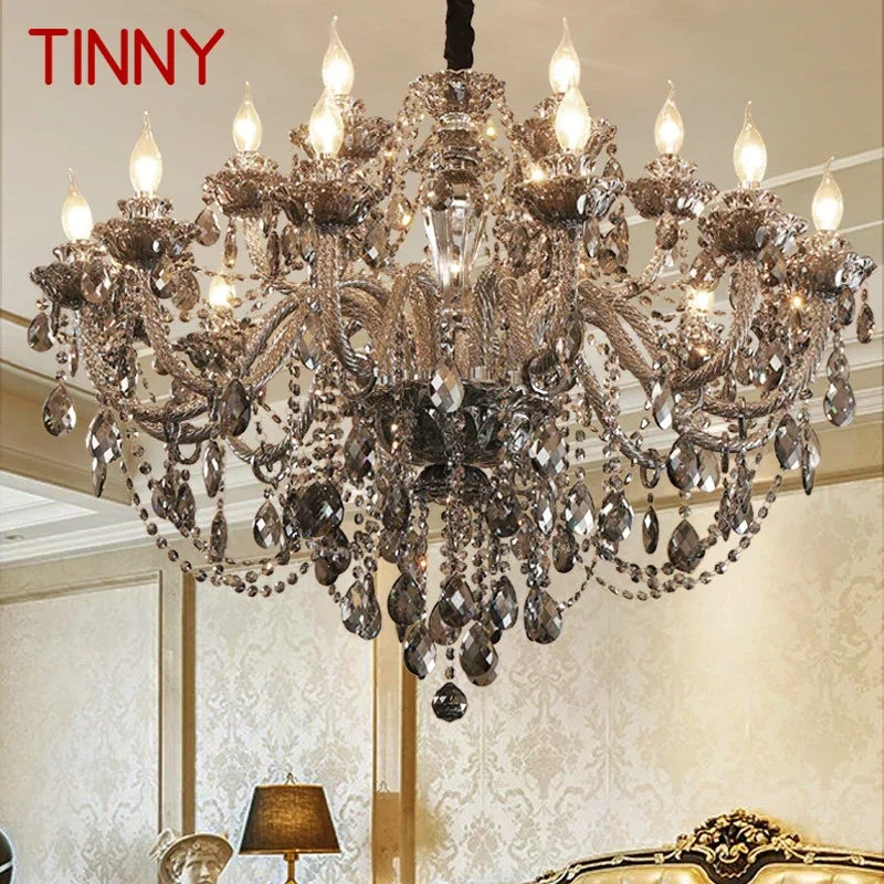 

TINNY Luxurious Style Crystal Pendant Lamp European Candle Lamp Art Living Room Restaurant Bedroom Villa Chandelier