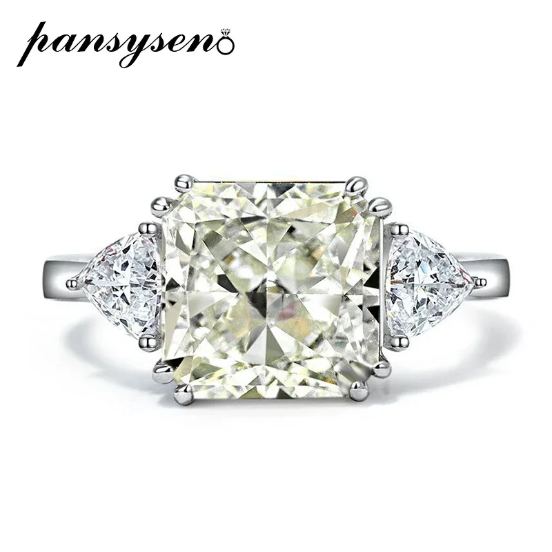 Trendy 100% 925 Sterling Silver 10MM Crushed Ice Cut G Color High Carbon Diamond Wedding Engagement Rings for Women Fine Jewelry