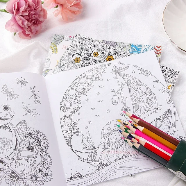 Livre de coloriage Mandala pour adulte, livre de coloriage Secret jardin  crayon de couleur, ensemble de dessin - AliExpress