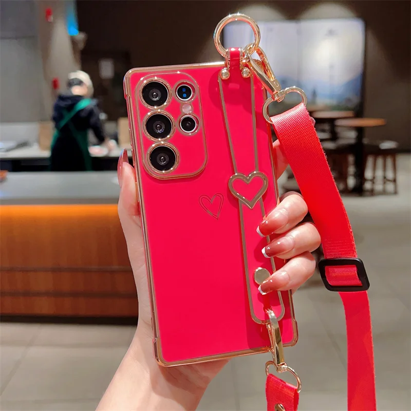 Heart Design Wristband Lanyard Phone Case Cover